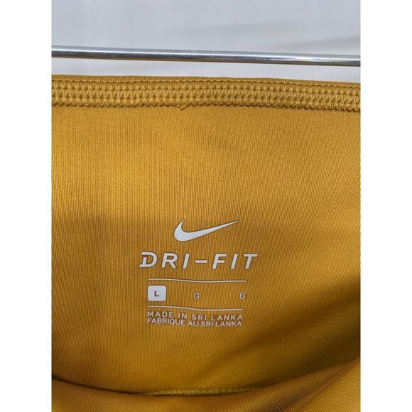 NIKE DRI-FIT SIZE LARGE MUSTARD YELLOW YOGA PANTS BLACK MESH - Picture 4 of 6
